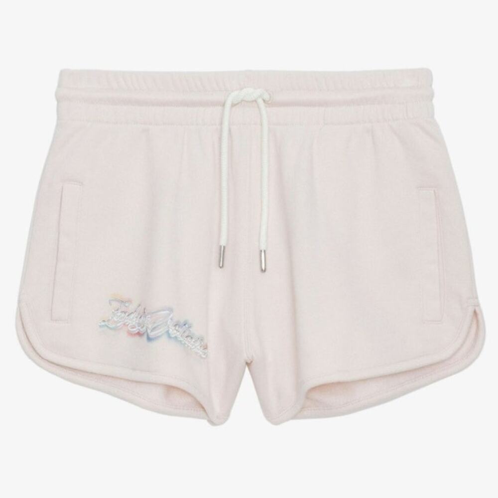 Zadig & Voltaire Smile Pale Pink Cream Cotton Jogger Sweat Shorts - Size S - NWT
